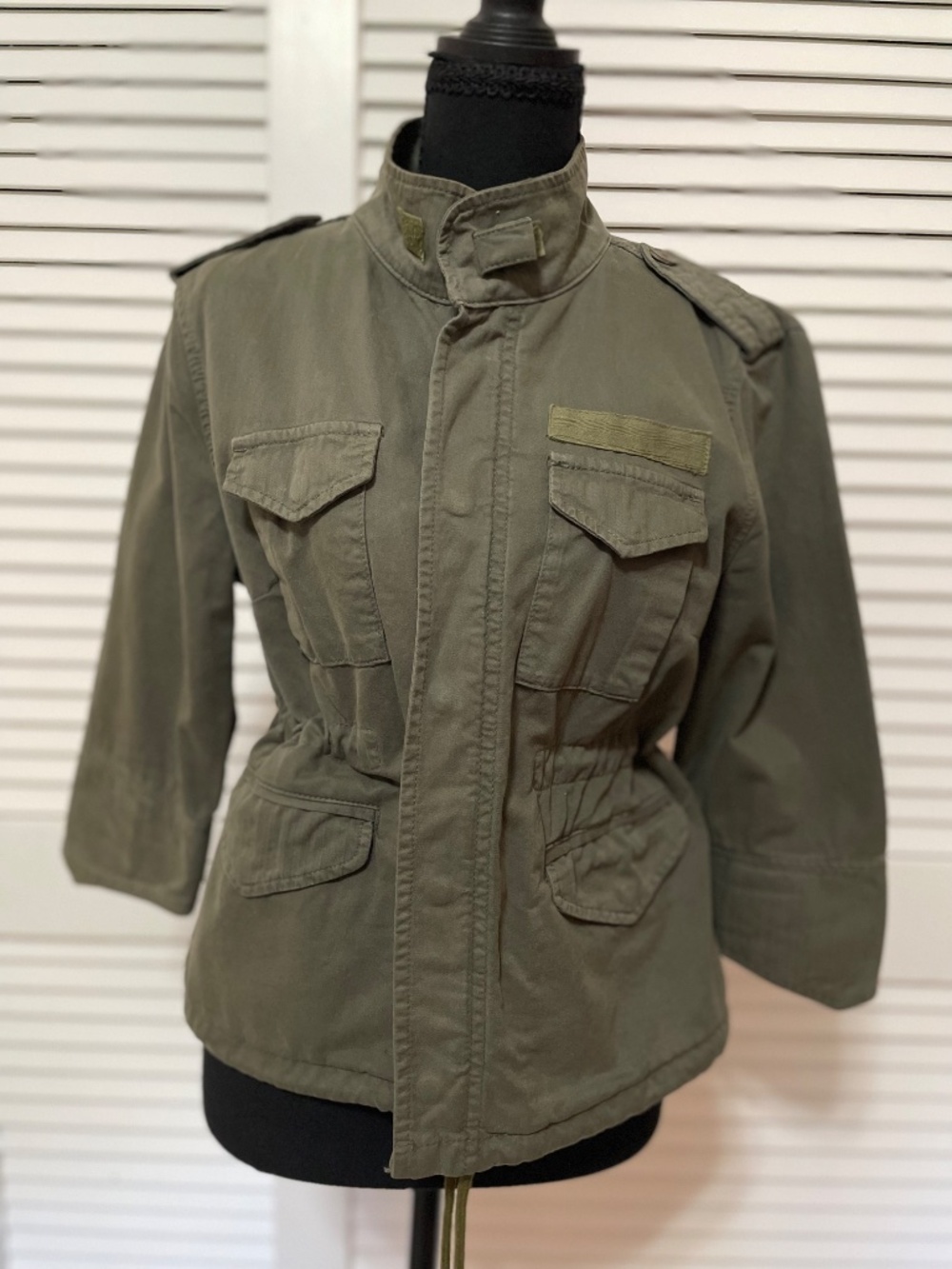 Zara Woman Premium Denim Collection military style Jacket. Size L